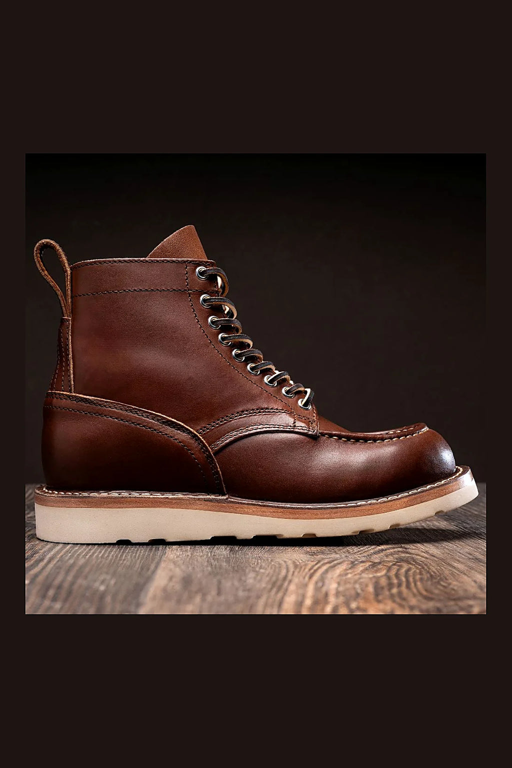 Gallatin stitchdown boot with cream wedge sole