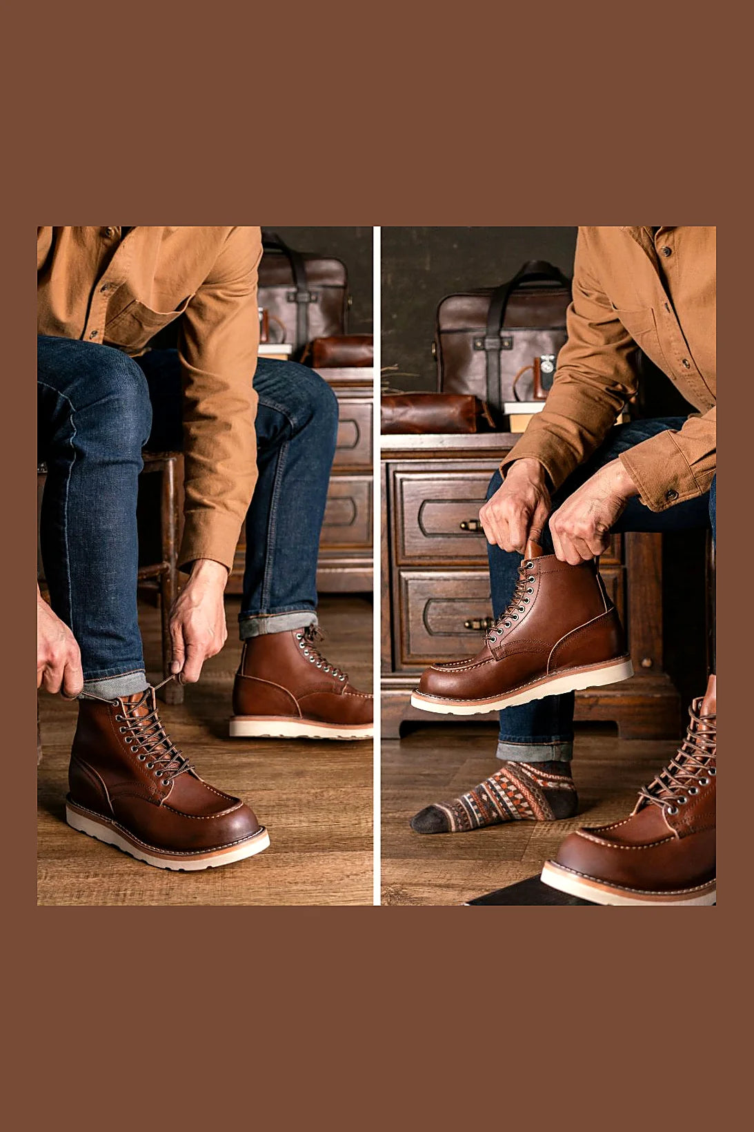 Gallatin boot in walnut-brown leather