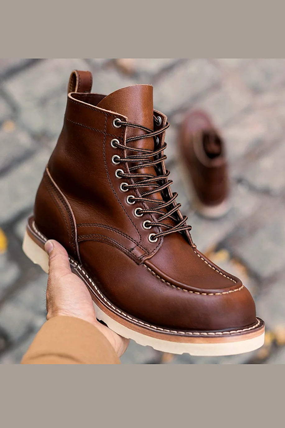 Walnut-brown leather boot