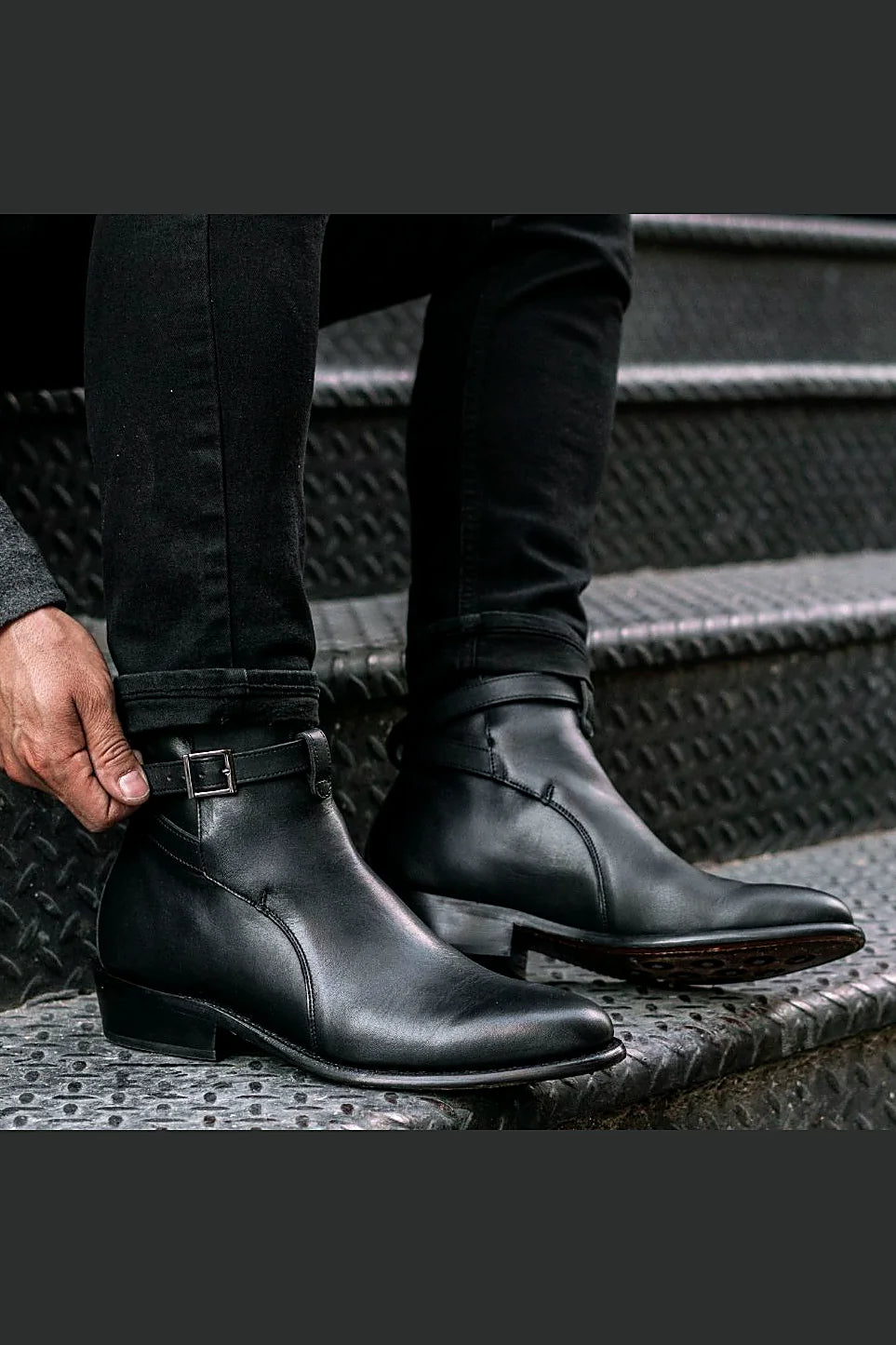 Black buckle boot
