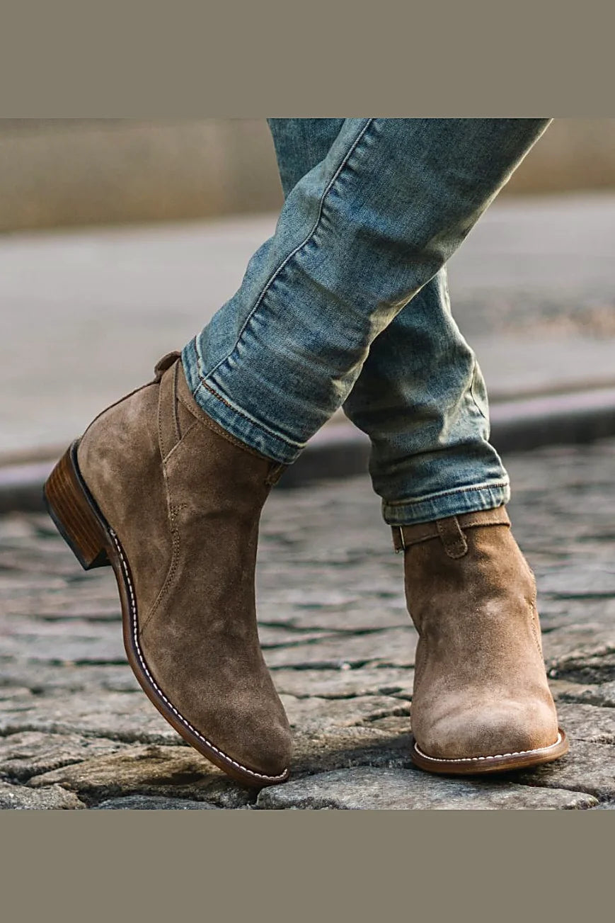 Gorman buckle boot in Taupe suede