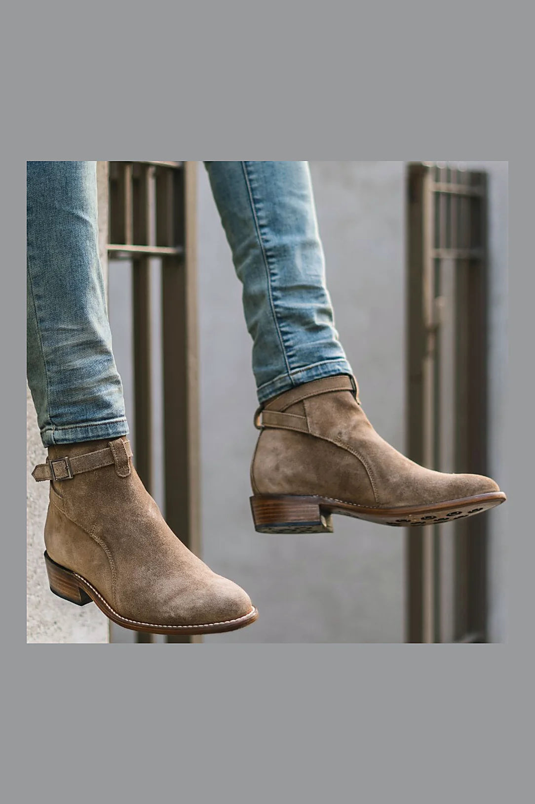 Taupe buckle boot