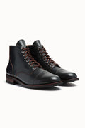 Indigo leather boot in deep blue