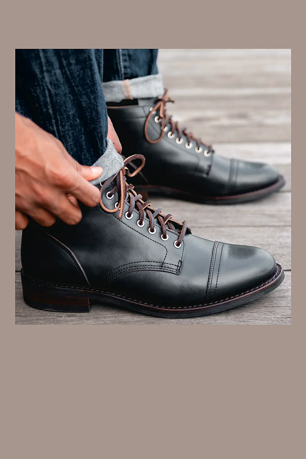 Indigo leather boot