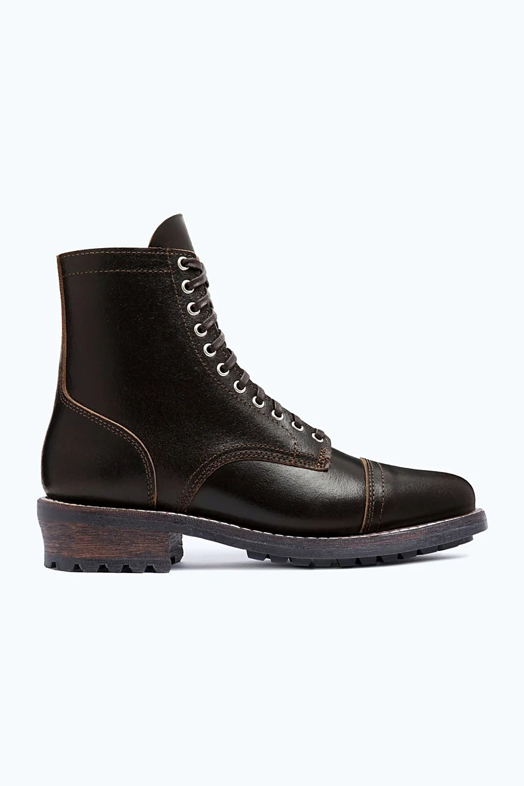 Grimsby tall boot in dark brown waxed leather