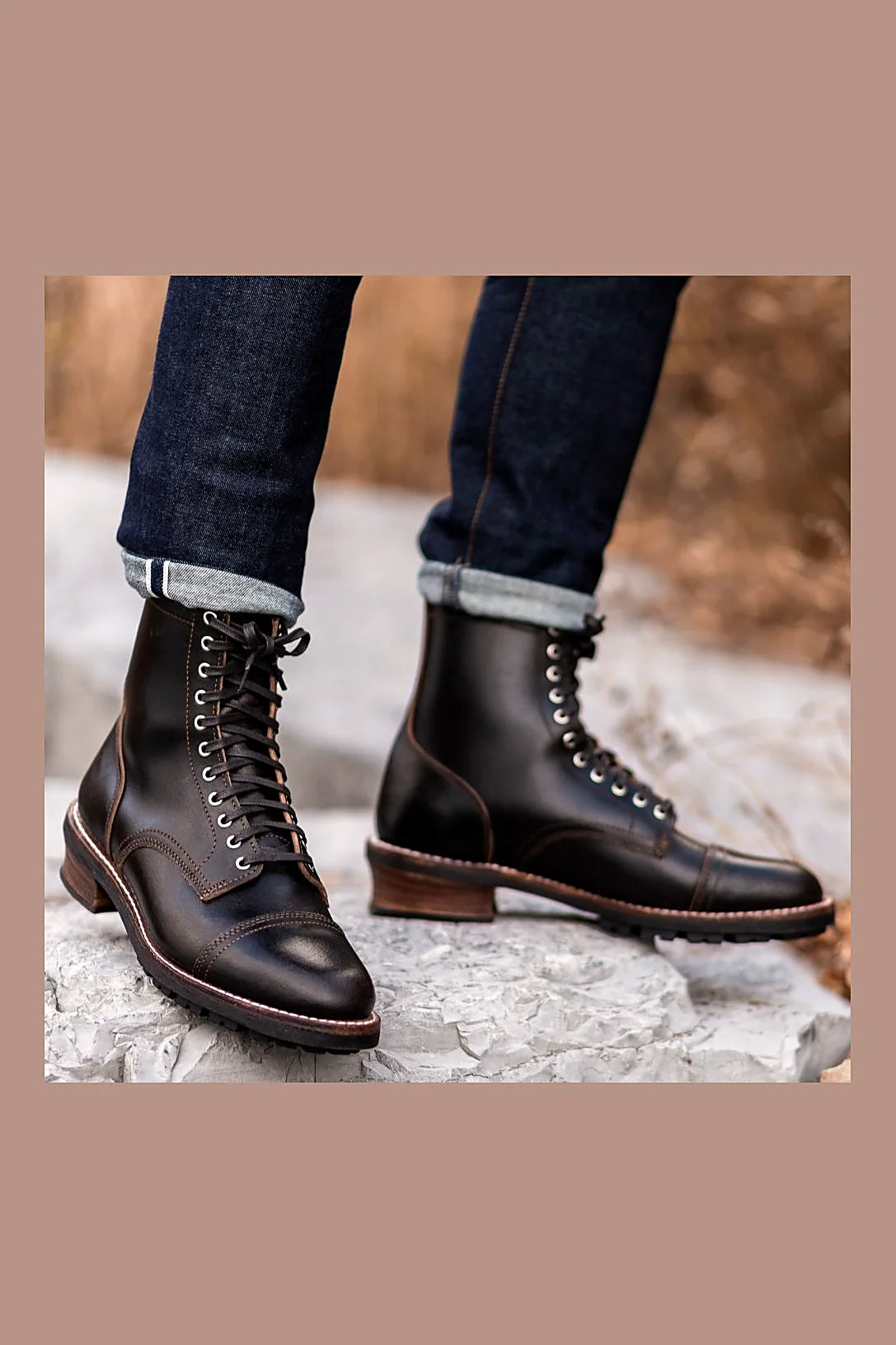 Waxed cuban heel boot