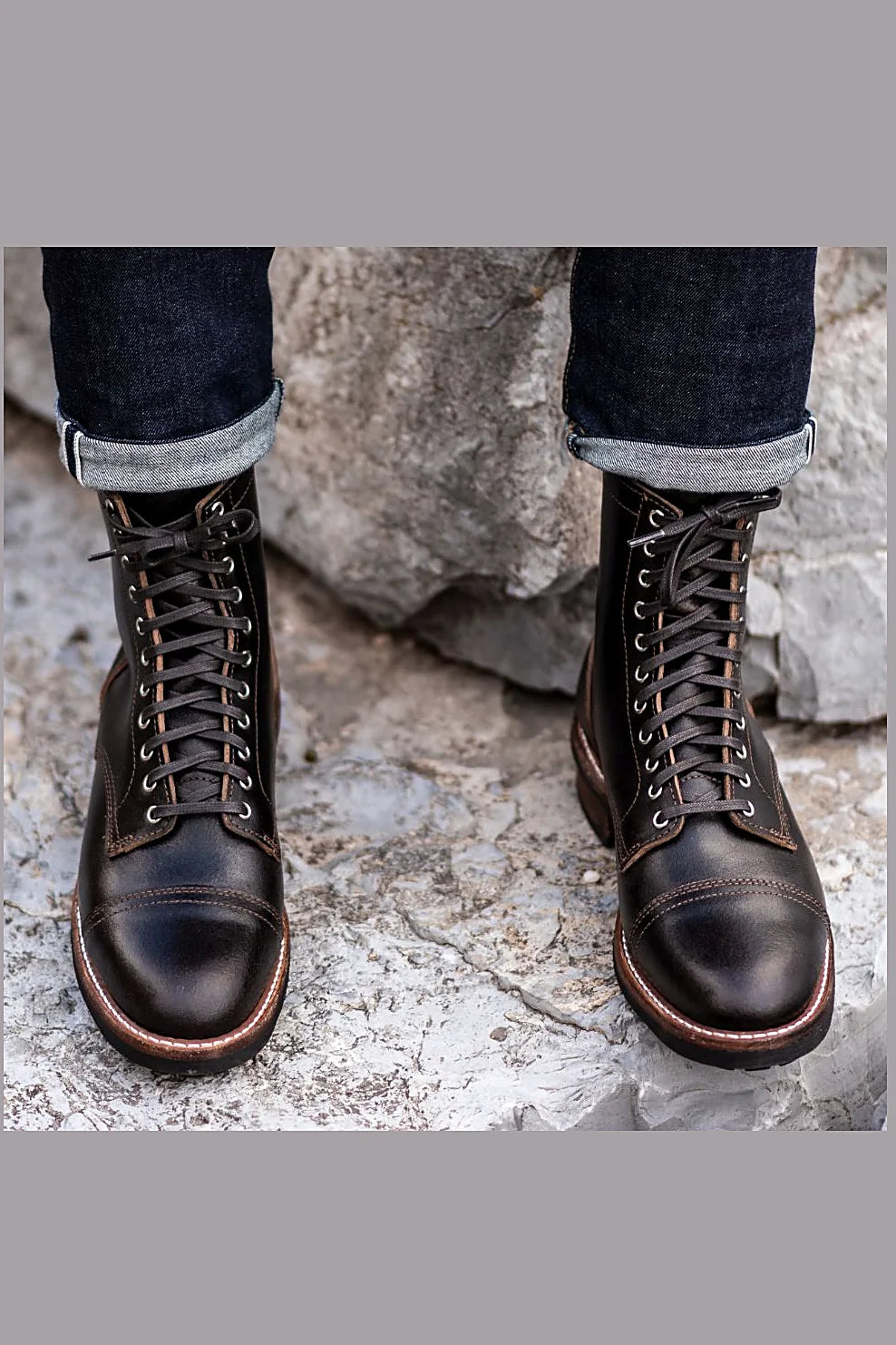 Waxed cuban heel boot