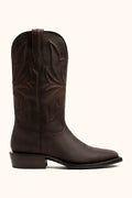 Tobacco leather western boot with handstitched pattern